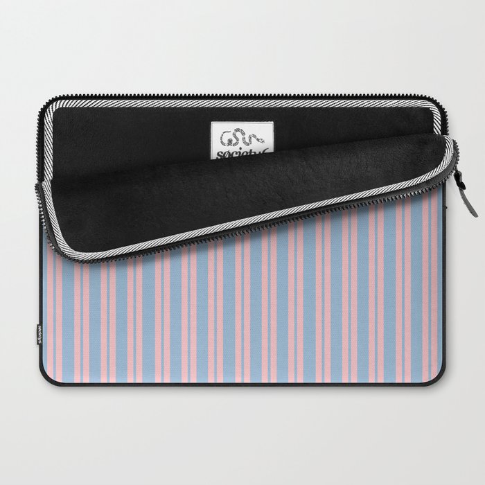 Pastel Pink and Light Blue Classic Double Stripe Vertical Pattern Laptop Sleeve Gallery Image 2
