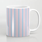 Pastel Pink and Light Blue Classic Double Stripe Vertical Pattern Coffee Mug Gallery Image 1