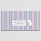 Pastel Pink and Light Blue Classic Double Stripe Vertical Pattern Desk Mat Gallery Image 1