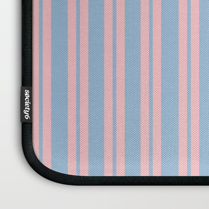 Pastel Pink and Light Blue Classic Double Stripe Vertical Pattern Laptop Sleeve Gallery Image 3