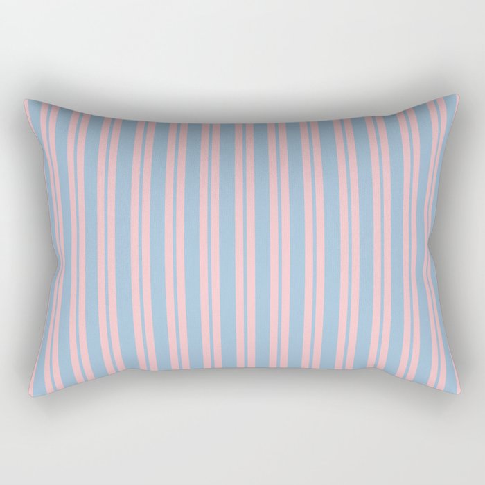 Pastel Pink and Light Blue Classic Double Stripe Vertical Pattern Rectangular Pillow Gallery Image 2