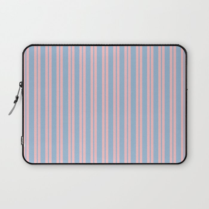 Pastel Pink and Light Blue Classic Double Stripe Vertical Pattern Laptop Sleeve Gallery Image 1