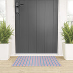 Pastel Pink and Light Blue Classic Double Stripe Vertical Pattern Welcome Mat Gallery Image 3