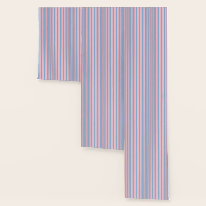Pastel Pink and Light Blue Classic Double Stripe Vertical Pattern Wallpaper Gallery Image 3