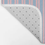 Pastel Pink and Light Blue Classic Double Stripe Vertical Pattern Bath Mat Gallery Image 2