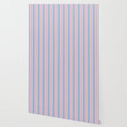 Pastel Pink and Light Blue Classic Double Stripe Vertical Pattern Wallpaper Gallery Image 2