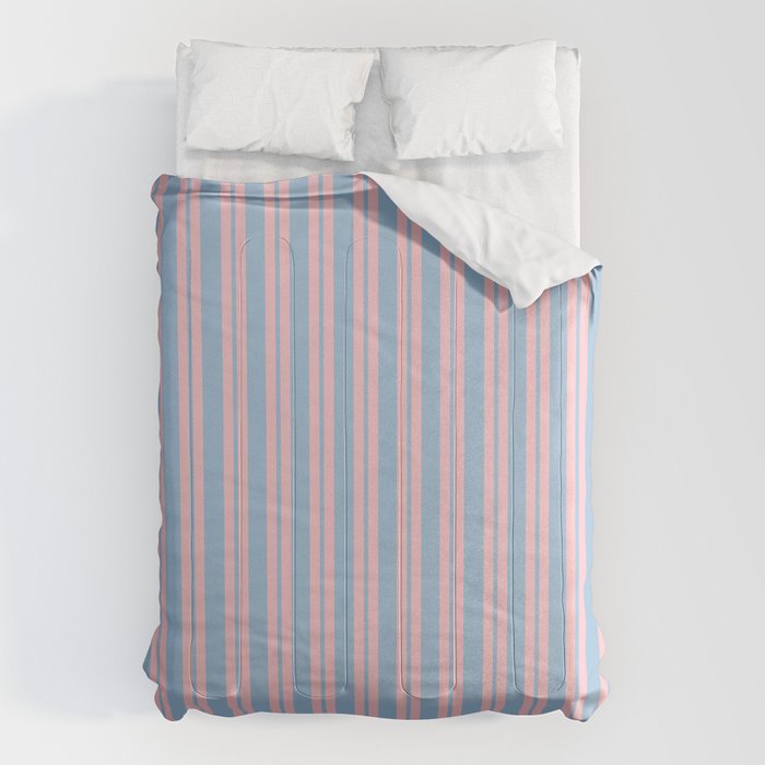 Pastel Pink and Light Blue Classic Double Stripe Vertical Pattern Comforter Gallery Image 6