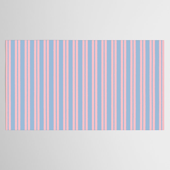 Pastel Pink and Light Blue Classic Double Stripe Vertical Pattern Tablecloth Gallery Image 2