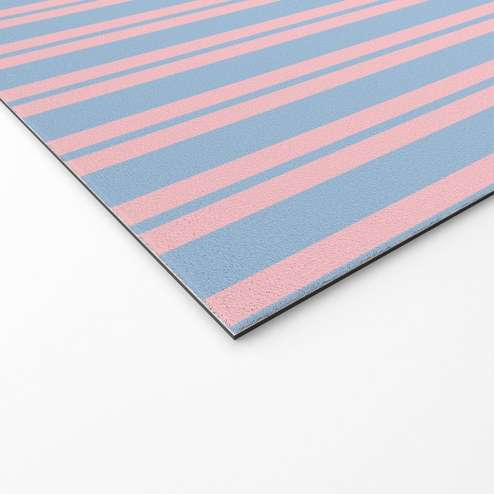 Pastel Pink and Light Blue Classic Double Stripe Vertical Pattern Welcome Mat Gallery Image 2