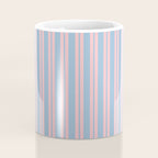 Pastel Pink and Light Blue Classic Double Stripe Vertical Pattern Coffee Mug Gallery Image 4