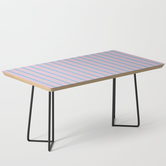 Pastel Pink and Light Blue Classic Double Stripe Vertical Pattern Coffee Table Gallery Image 1