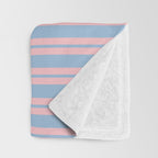 Pastel Pink and Light Blue Classic Double Stripe Vertical Pattern Throw Blanket Gallery Image 3