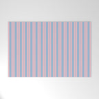 Pastel Pink and Light Blue Classic Double Stripe Vertical Pattern Welcome Mat Gallery Image 1