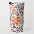 Watercolor Kaleidoscope Floral - desaturated Travel Mug Gallery Image 3