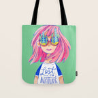 Lost in Nature Girl Portrait Tote Bag Gallery Image 1