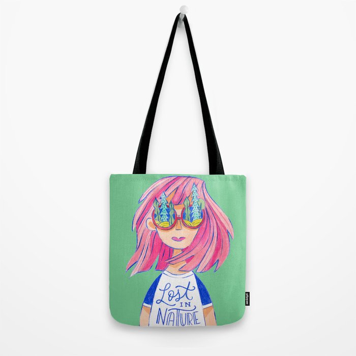 Lost in Nature Girl Portrait Tote Bag Gallery Image 2
