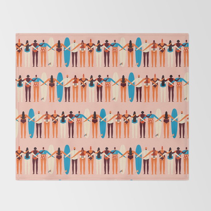 Surf sisters Throw Blanket Gallery Image 2