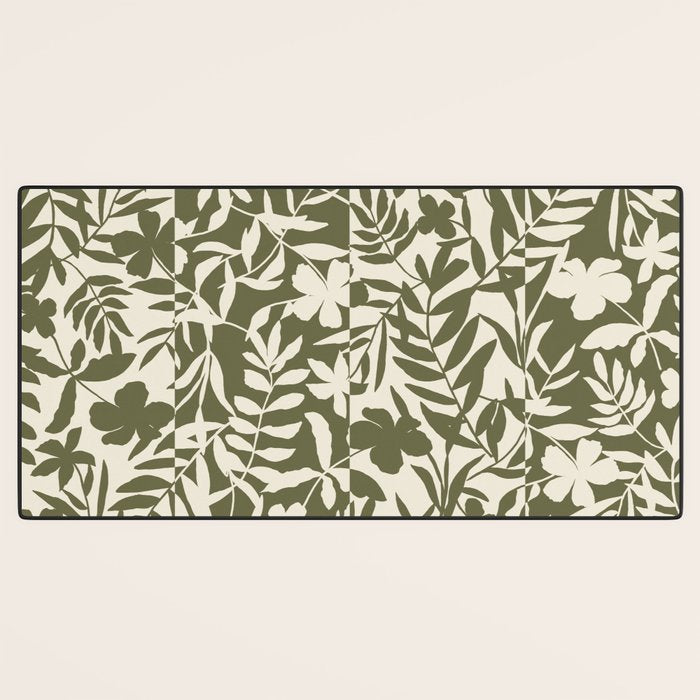 Reverse Floral Olive Green Desk Mat Gallery Image 3