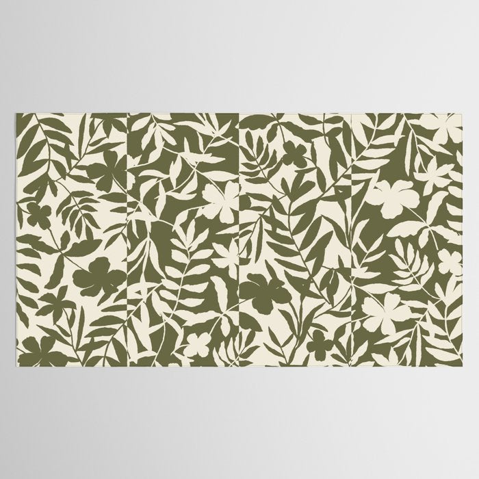 Reverse Floral Olive Green Tablecloth Gallery Image 2