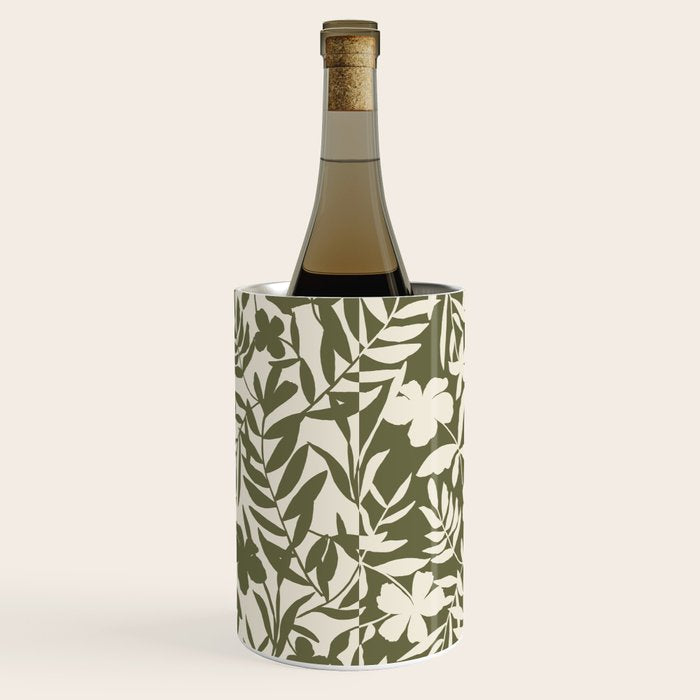 Reverse Floral Olive Green Wine Chiller Gallery Image 3