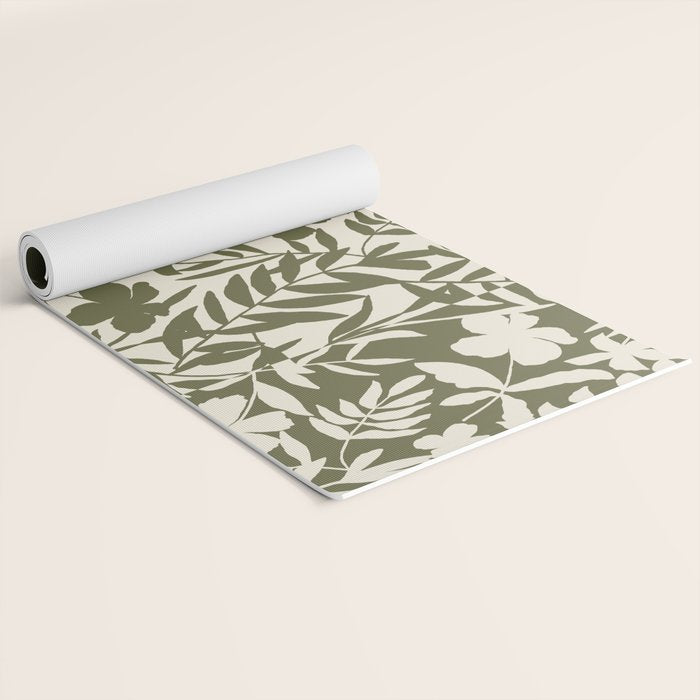 Reverse Floral Olive Green Yoga Mat Gallery Image 2