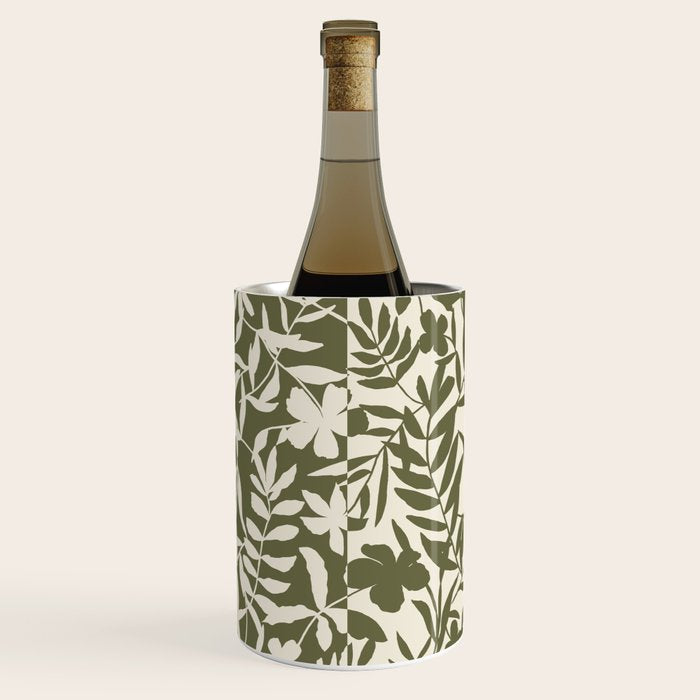 Reverse Floral Olive Green Wine Chiller Gallery Image 1