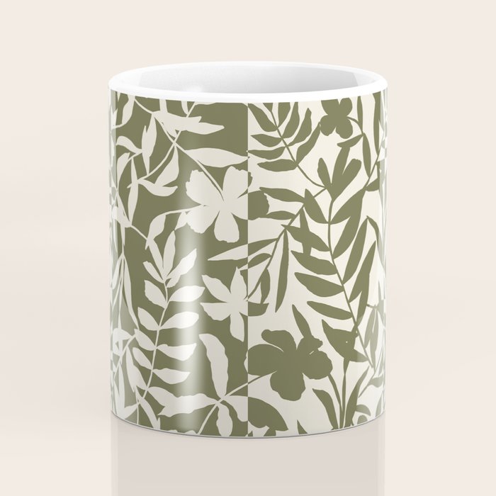 Reverse Floral Olive Green Coffee Mug Gallery Image 4