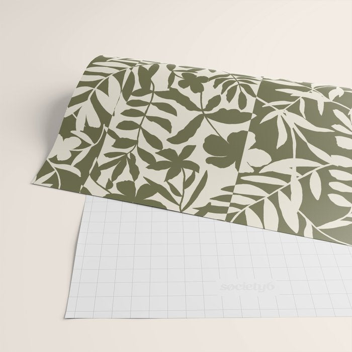 Reverse Floral Olive Green Wrapping Paper Gallery Image 2
