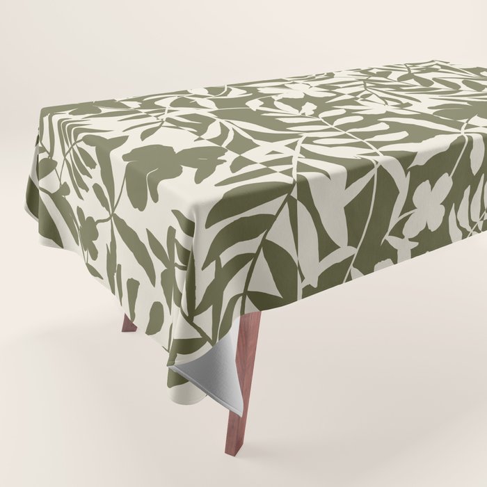 Reverse Floral Olive Green Tablecloth Gallery Image 1