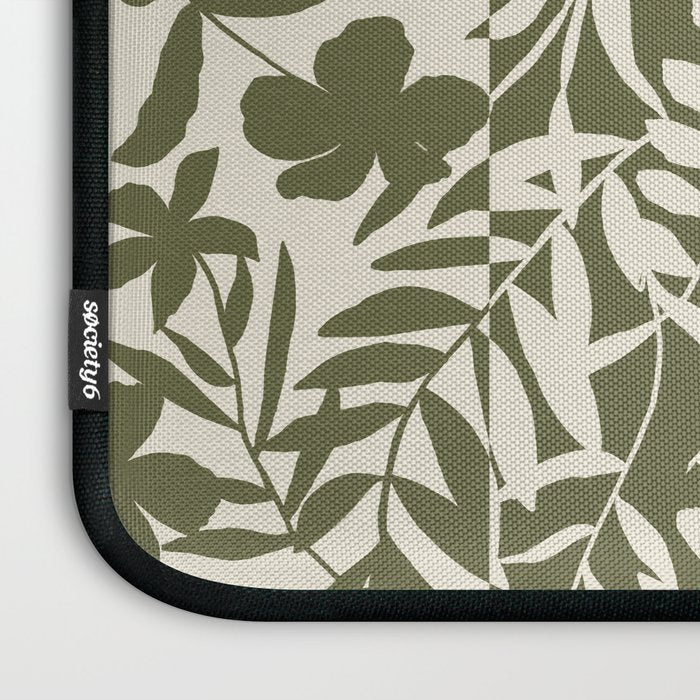 Reverse Floral Olive Green Laptop Sleeve Gallery Image 3