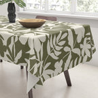 Reverse Floral Olive Green Tablecloth Gallery Image 3