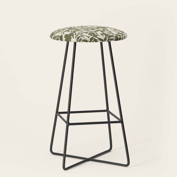 Reverse Floral Olive Green Stool Gallery Image 1