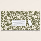 Reverse Floral Olive Green Desk Mat Gallery Image 1
