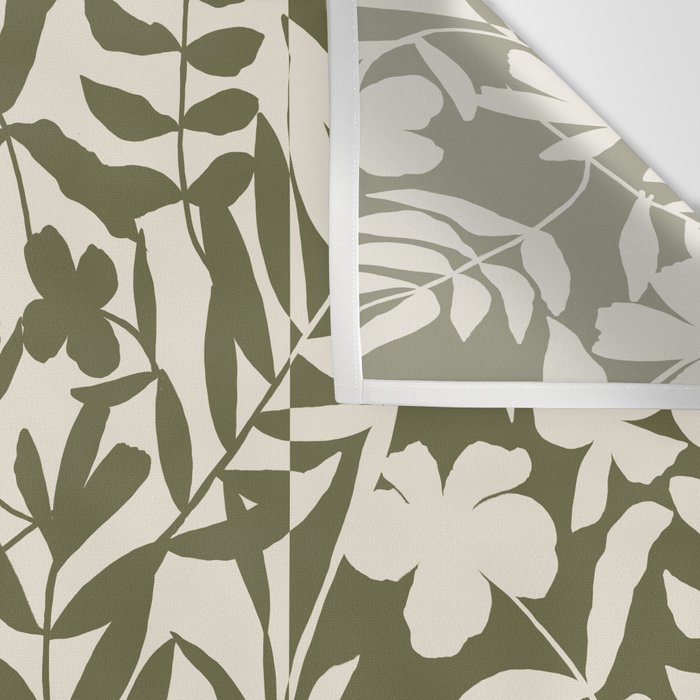 Reverse Floral Olive Green Wall Tapestry Gallery Image 3