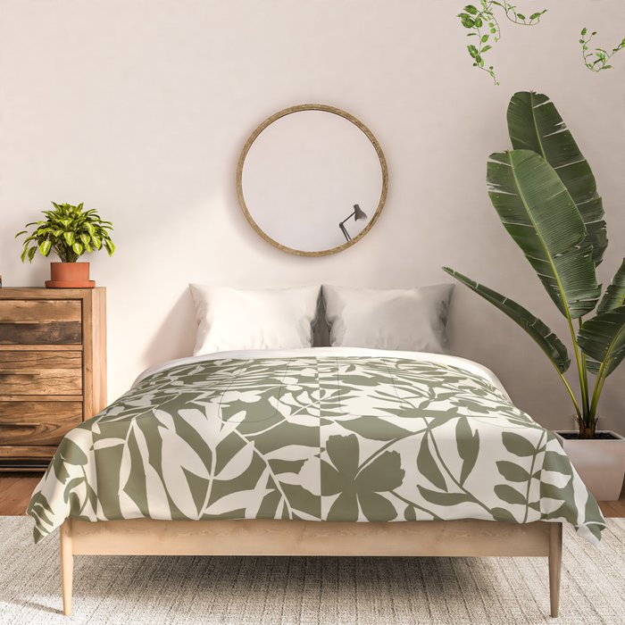 Reverse Floral Olive Green Comforter Gallery Image 3