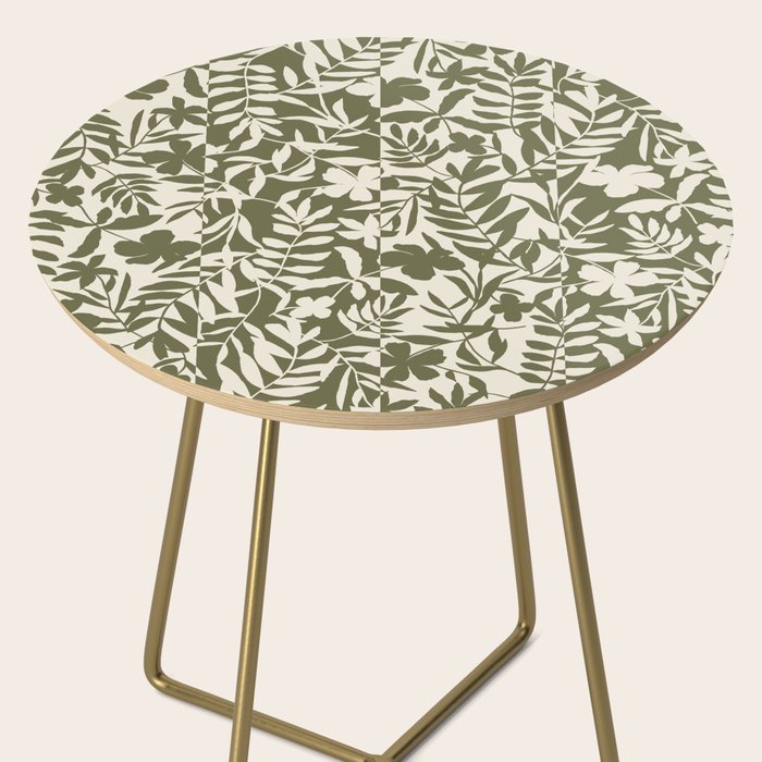 Reverse Floral Olive Green Side Table Gallery Image 2