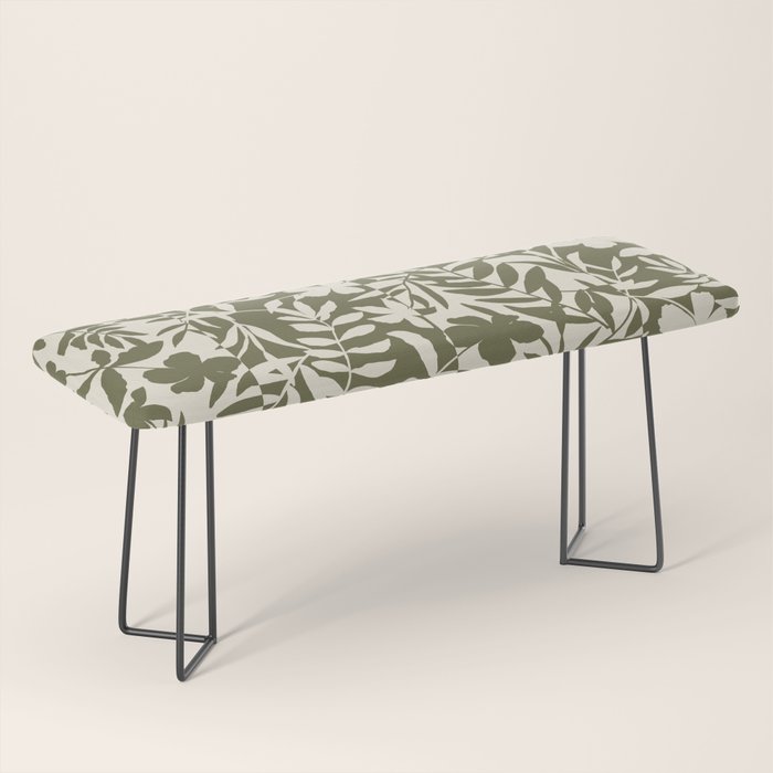 Reverse Floral Olive Green Bench Gallery Image 1