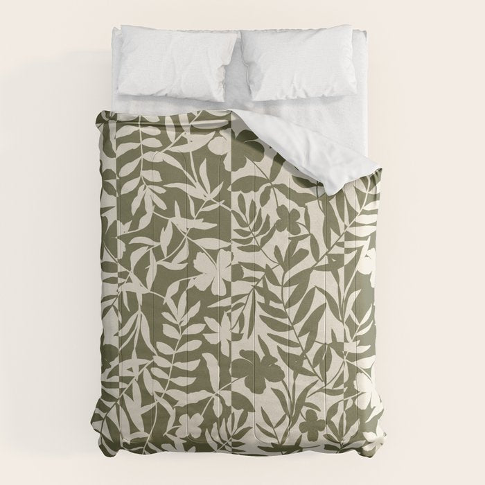 Reverse Floral Olive Green Comforter Gallery Image 6