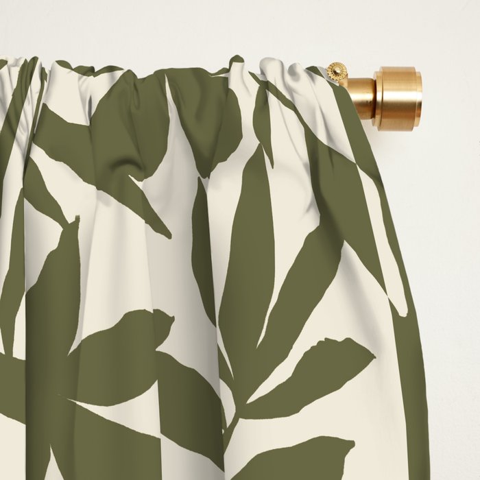 Reverse Floral Olive Green Window Curtain Gallery Image 2