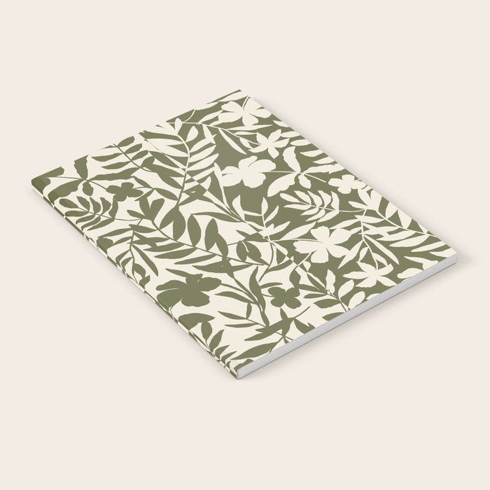 Reverse Floral Olive Green Notebook Gallery Image 2