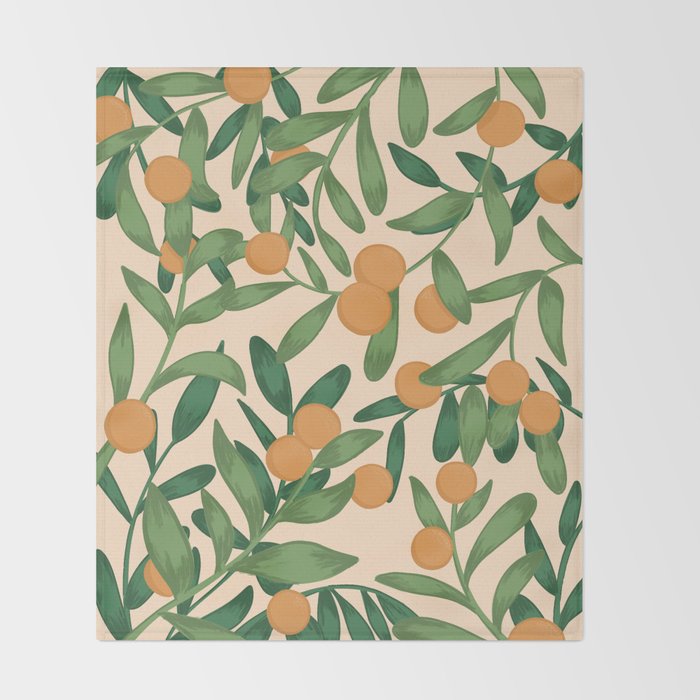 Oranges in the Tree Throw Blanket Gallery Image 2