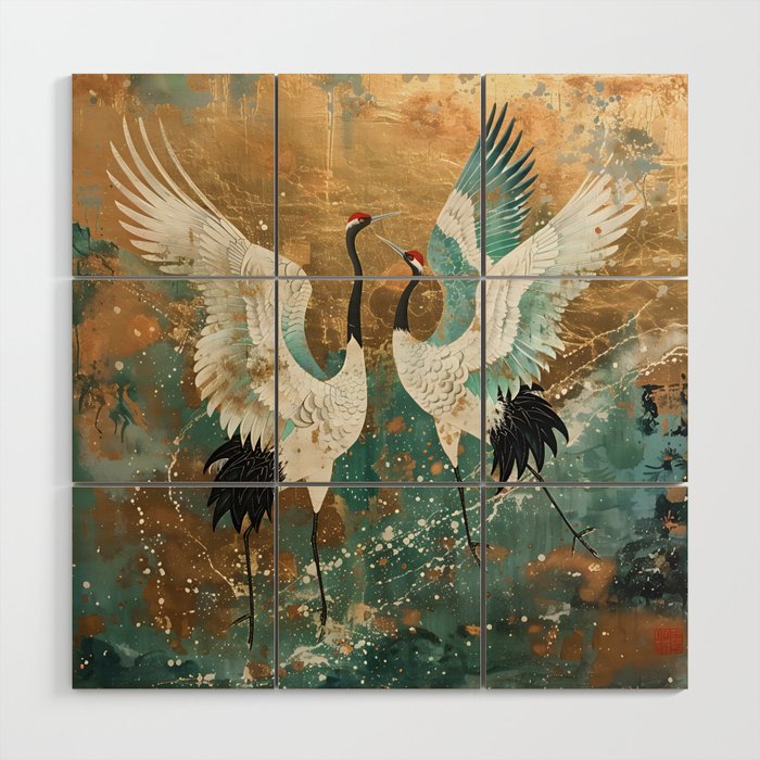 Japara Cranes in Twilight Wood Wall Art Gallery Image 1