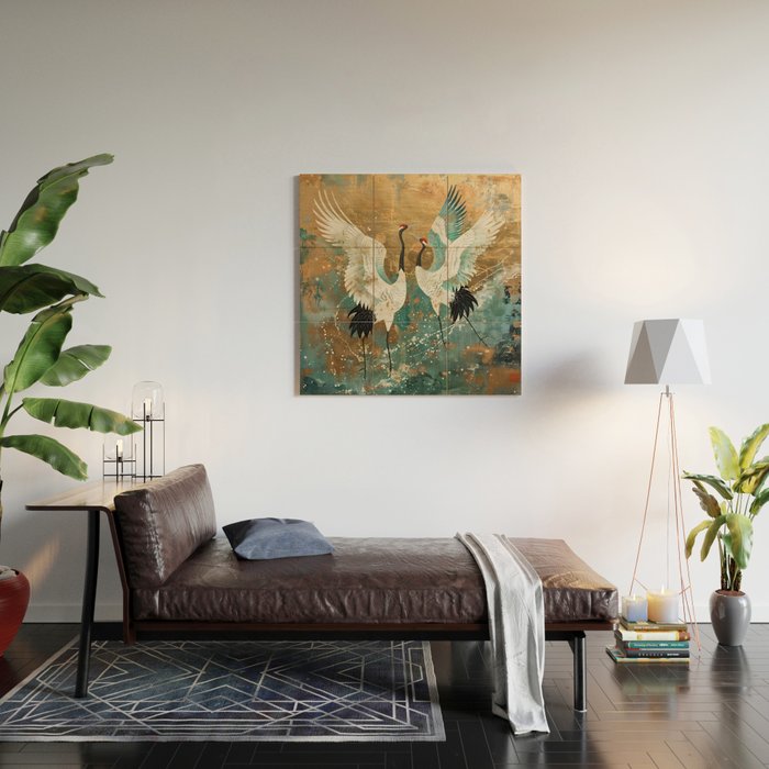 Japara Cranes in Twilight Wood Wall Art Gallery Image 2