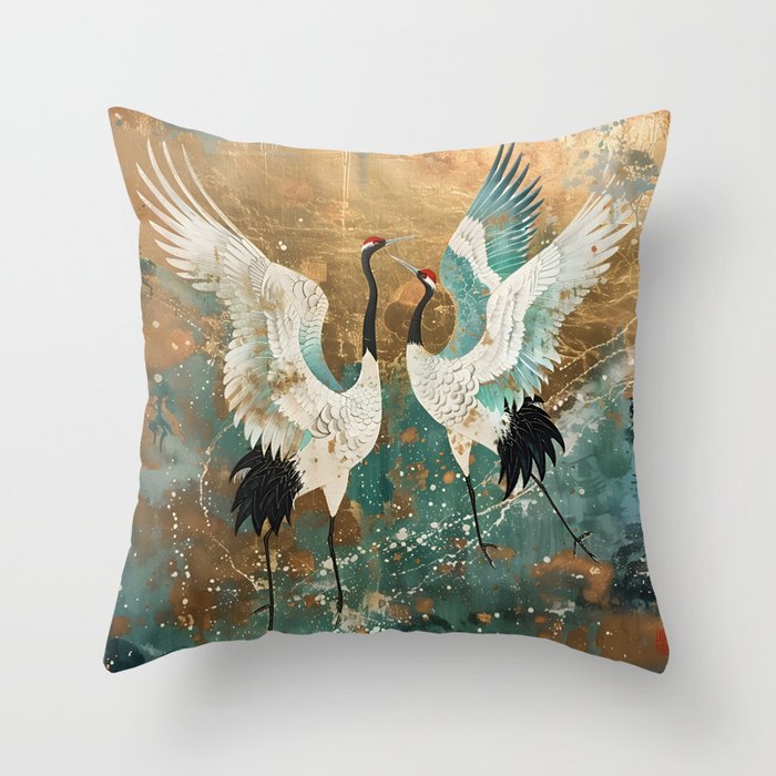 Japara Cranes in Twilight Throw Pillow Gallery Image 1