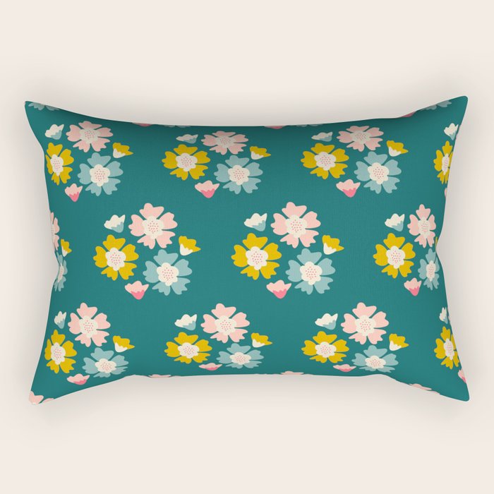 Blooming Flower - Green  Rectangular Pillow Gallery Image 1