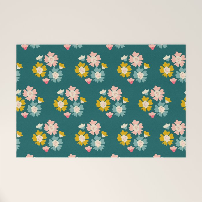 Blooming Flower - Green  Welcome Mat Gallery Image 1