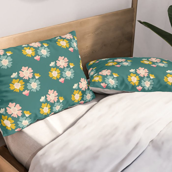 Blooming Flower - Green  Pillow Sham Gallery Image 2