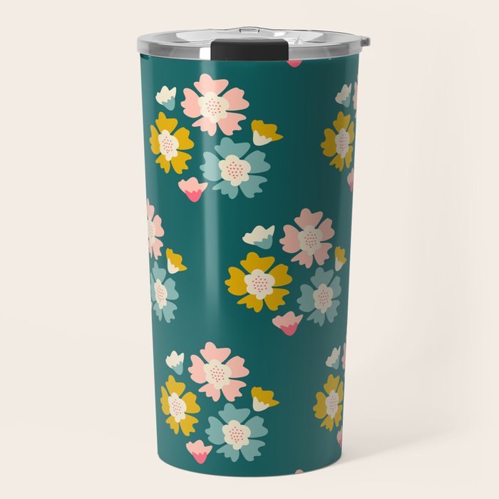 Blooming Flower - Green  Travel Mug Gallery Image 1