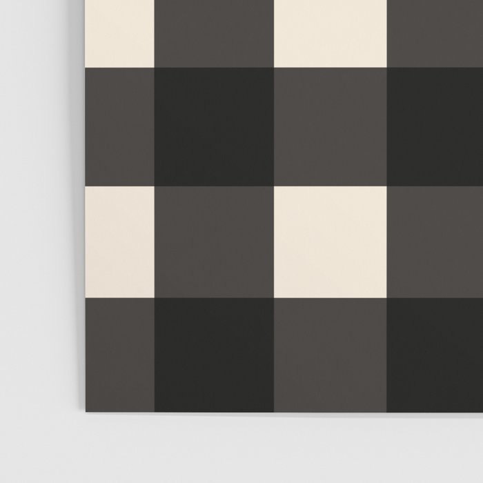 Large Gingham Check Pattern in Black and Almond Cream Poster Gallery Image 3