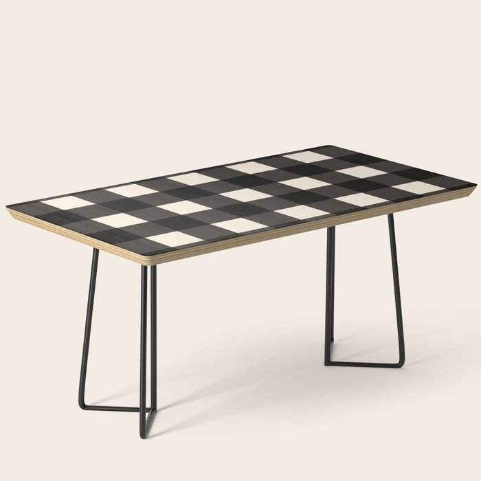 Large Gingham Check Pattern in Black and Almond Cream Coffee Table Gallery Image 1